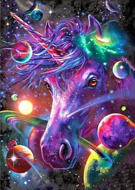 UNICORN SPACE - 60 x 90cm - Full Drill (Round) - POURED GLUE - Diamond Painting Kit - Currently in stock