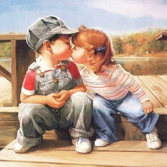 Boy and Girl Kissing  - Full Drill Diamond Painting - Specially ordered for you. Delivery is approximately 4 - 6 weeks.