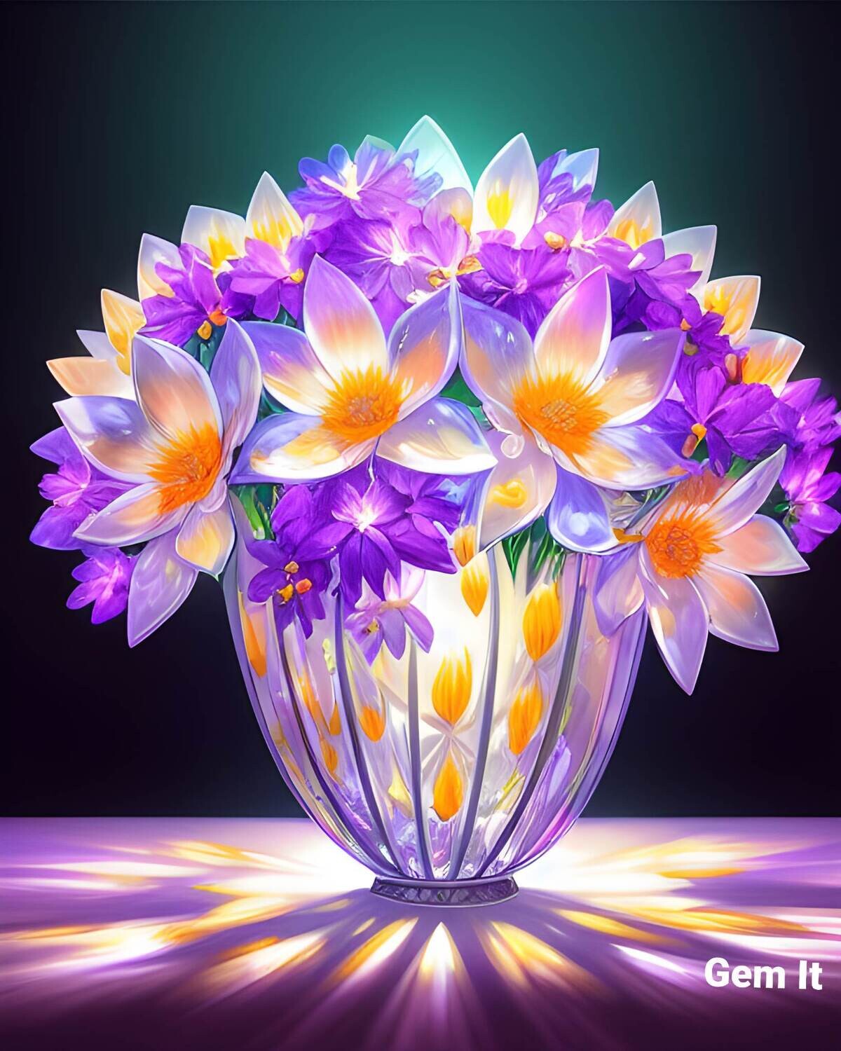 Crystal Vase of Flowers 1 - Specially ordered for you. Delivery is approximately 4 - 6 weeks.