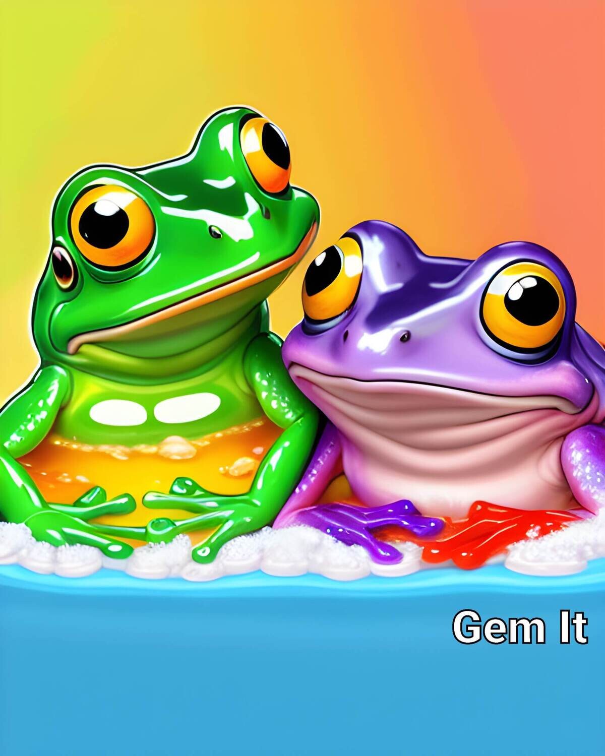 Colourful Frogs in a Bath 2 - Specially ordered for you. Delivery is approximately 4 - 6 weeks.