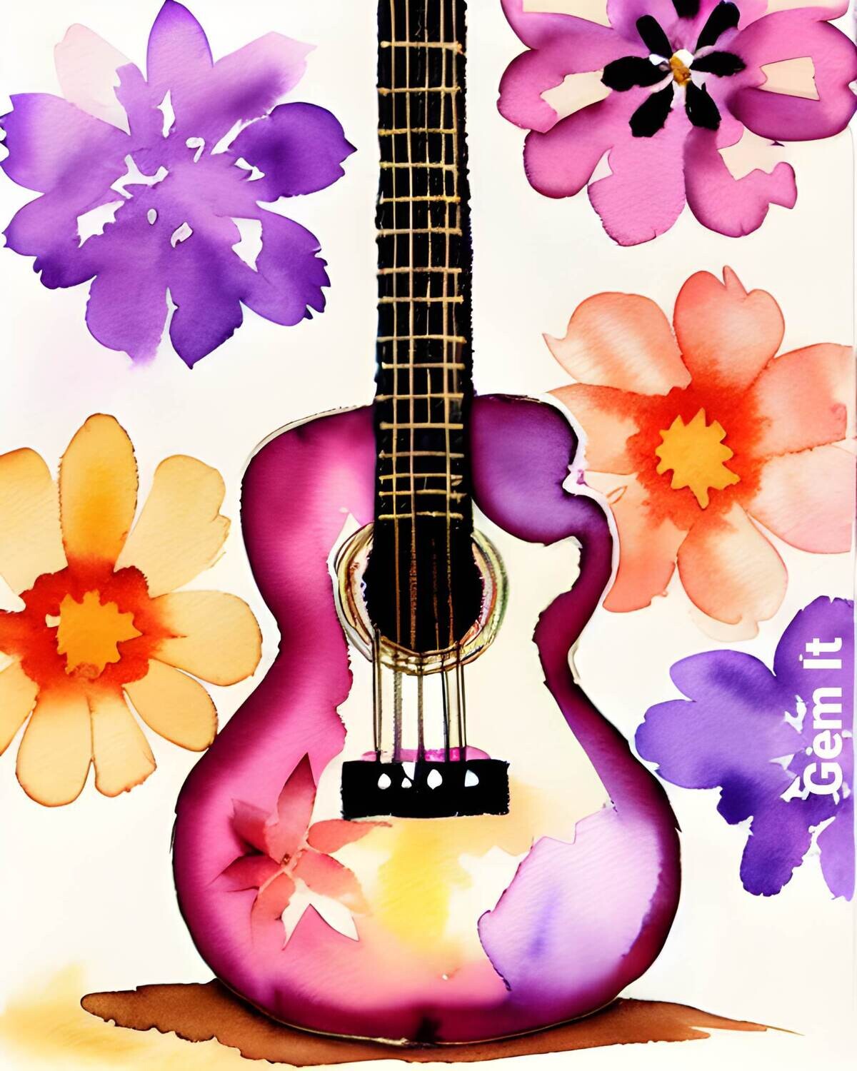 Floral Guitar - Specially ordered for you. Delivery is approximately 4 - 6 weeks.