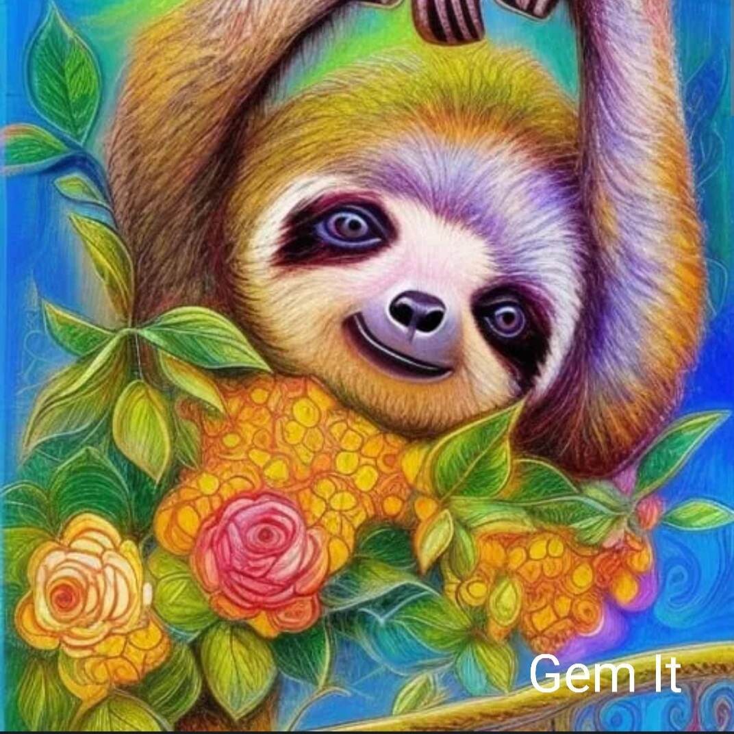 Baby Sloth in flowers - Full Drill Diamond Painting - Specially ordered for you. Delivery is approximately 4 - 6 weeks.