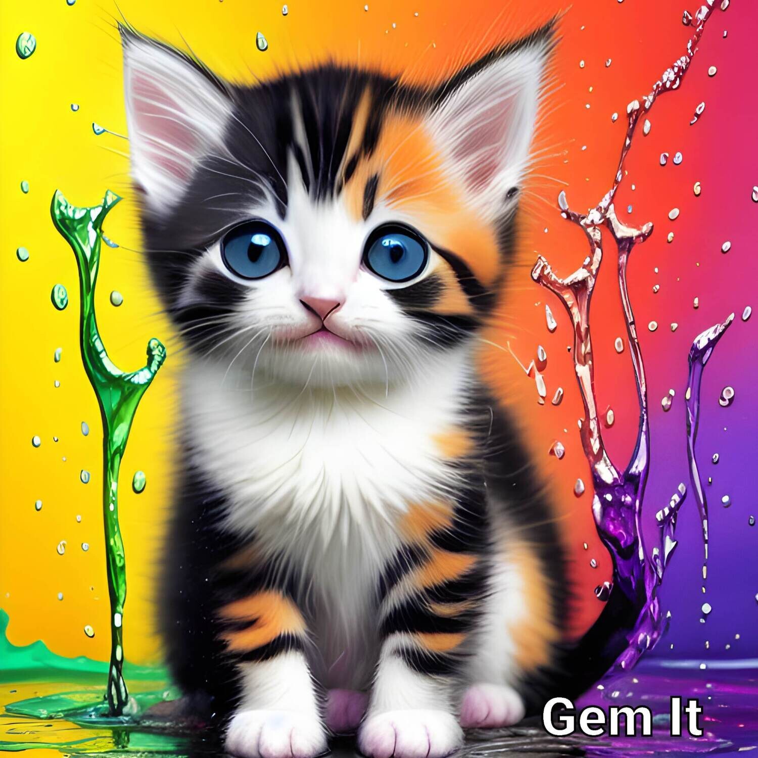 Splash Art Kitten 3 - Full Drill Diamond Painting - Specially ordered for you. Delivery is approximately 4 - 6 weeks.