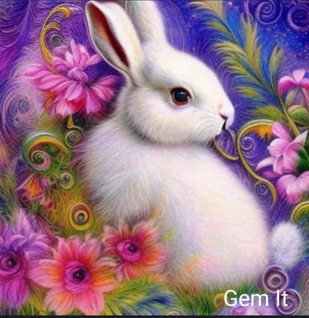 Fluffy white bunny - Full Drill Diamond Painting - Specially ordered for you. Delivery is approximately 4 - 6 weeks.