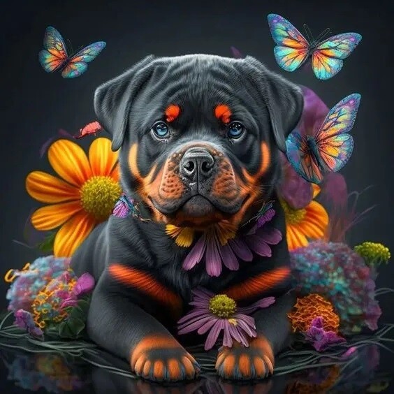 Baby Rottie - Full Drill Diamond Painting - Specially ordered for you. Delivery is approximately 4 - 6 weeks.