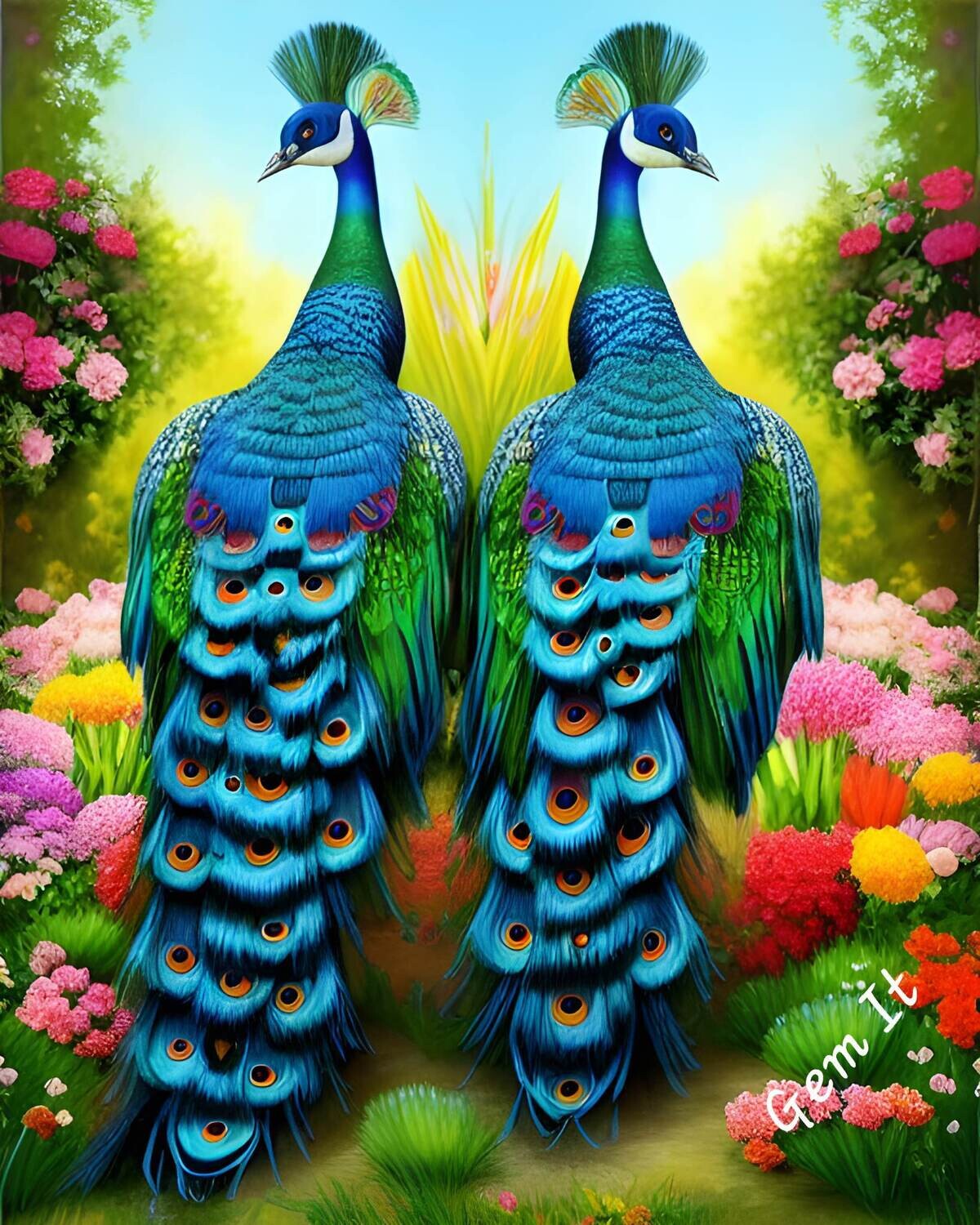 Pair of Peacocks 253 - Specially ordered for you. Delivery is approximately 4 - 6 weeks.
