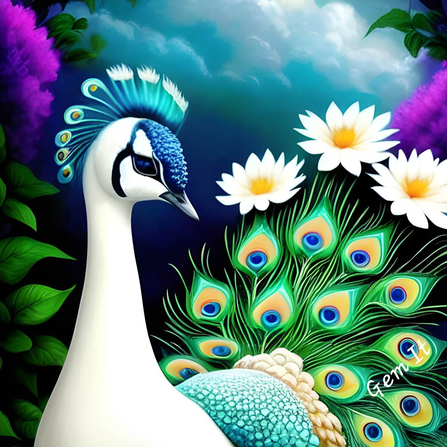 White Peacock 252 - Full Drill Diamond Painting - Specially ordered for you. Delivery is approximately 4 - 6 weeks.