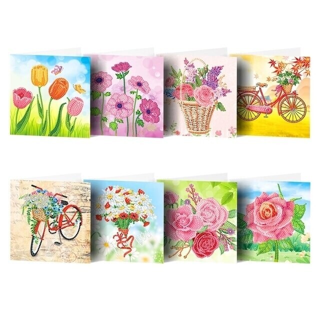Greeting Cards Set of 8 Diamond Painting Kit HKDZ10