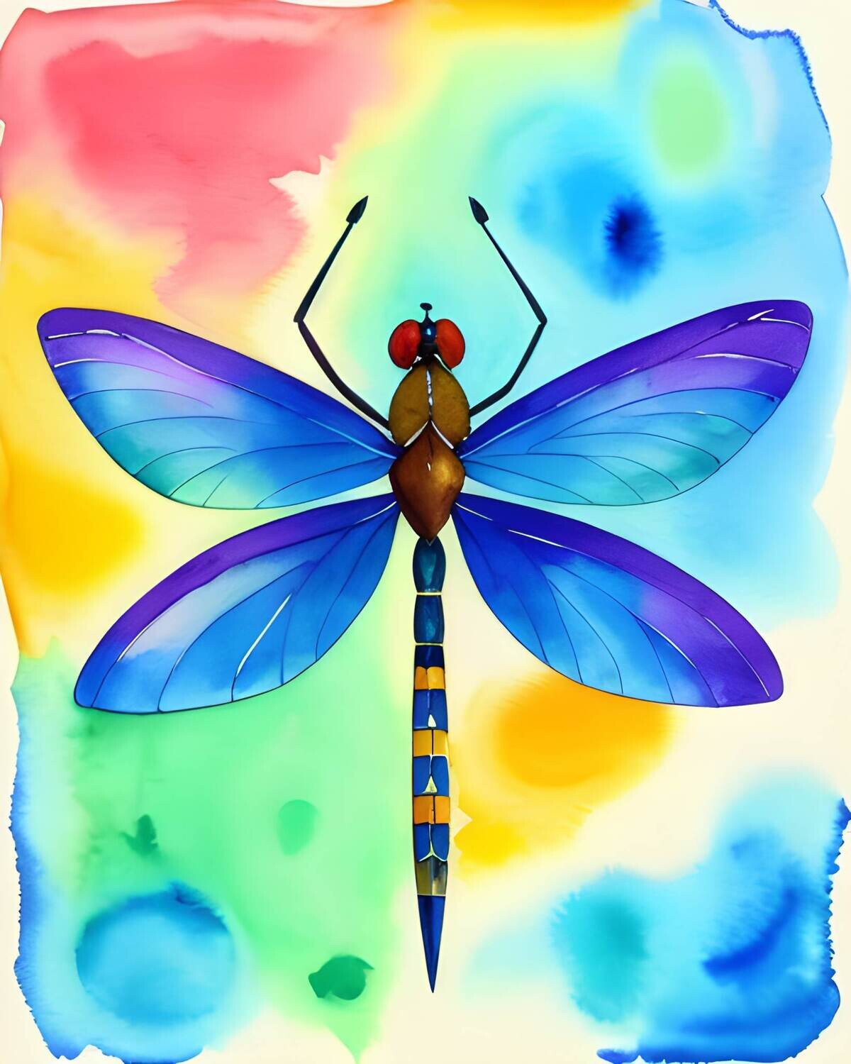 Dragonfly Watercolour 1 - 30 x 40cm Full Drill (Square) POURED GLUE - Diamond Painting Kit