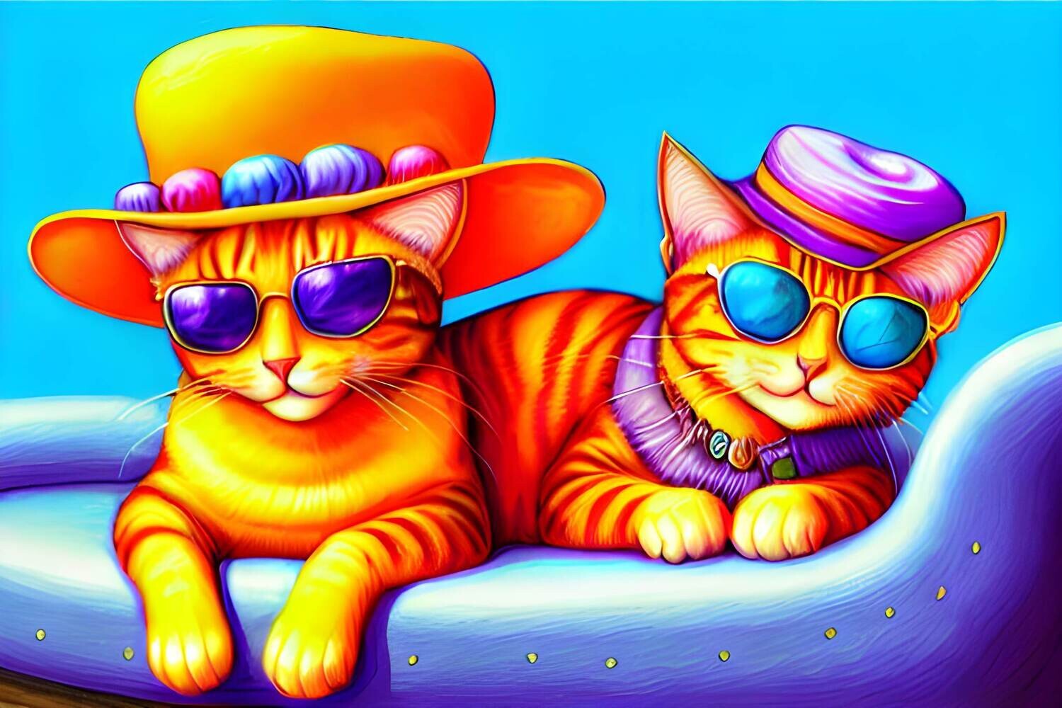 Cool Cats - 30 x 40cm Full Drill (Square) with AB drills - POURED GLUE - Diamond Painting Kit