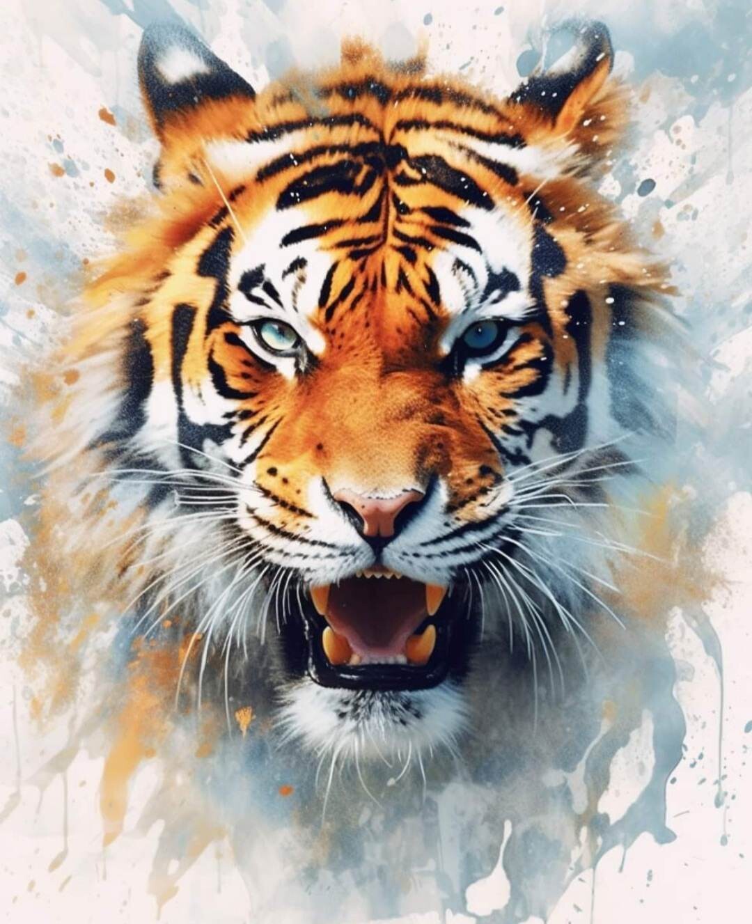 TIGER - 50 x 70cm - Full Drill (round), POURED GLUE - Diamond Painting Kit - Currently in stock