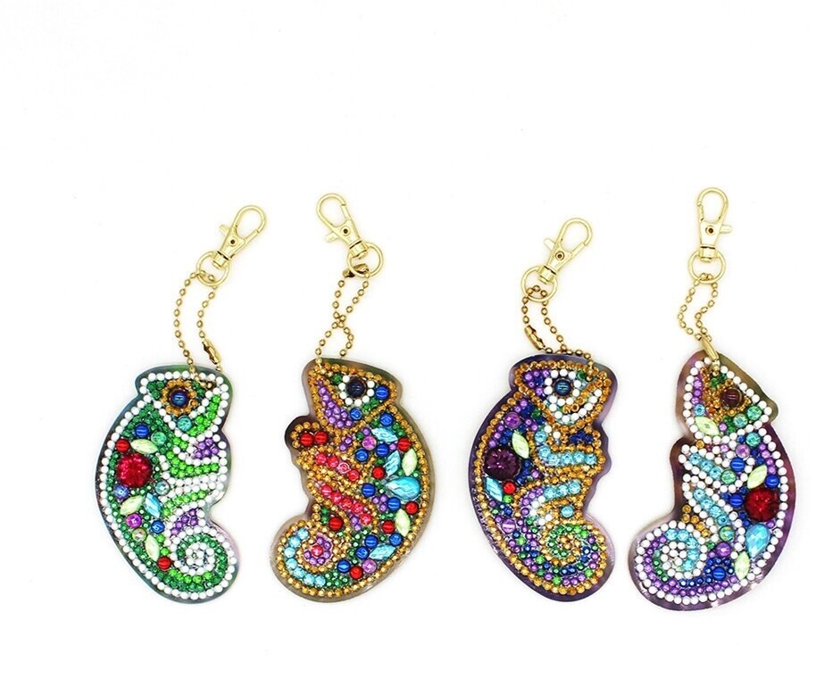 Keychains - Chameleons - Set of 4  - Diamond Painting Kit