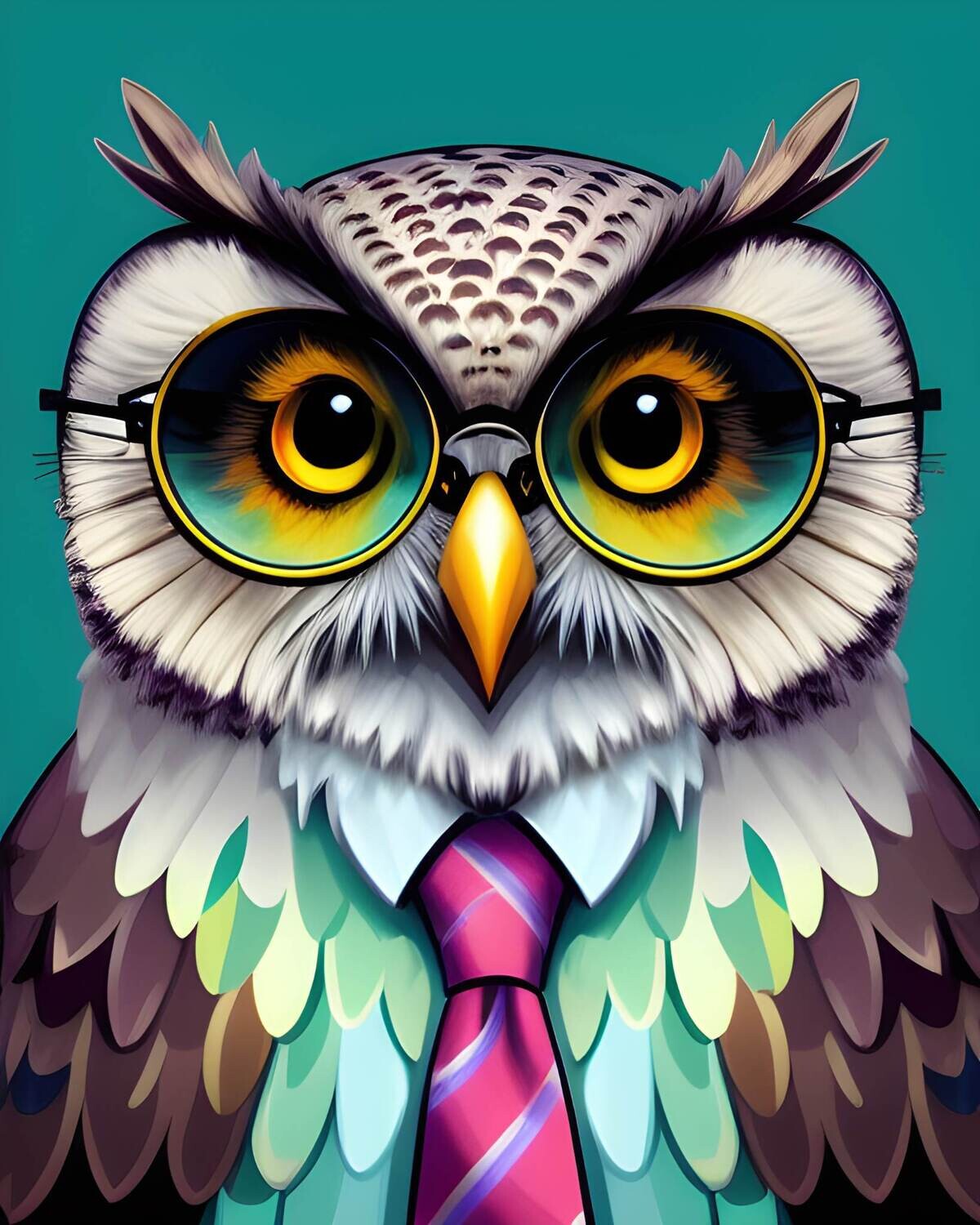 Smart Owl 552 - 30 x 40cm Full Drill (Round) with AB drills - POURED GLUE - Diamond Painting Kit