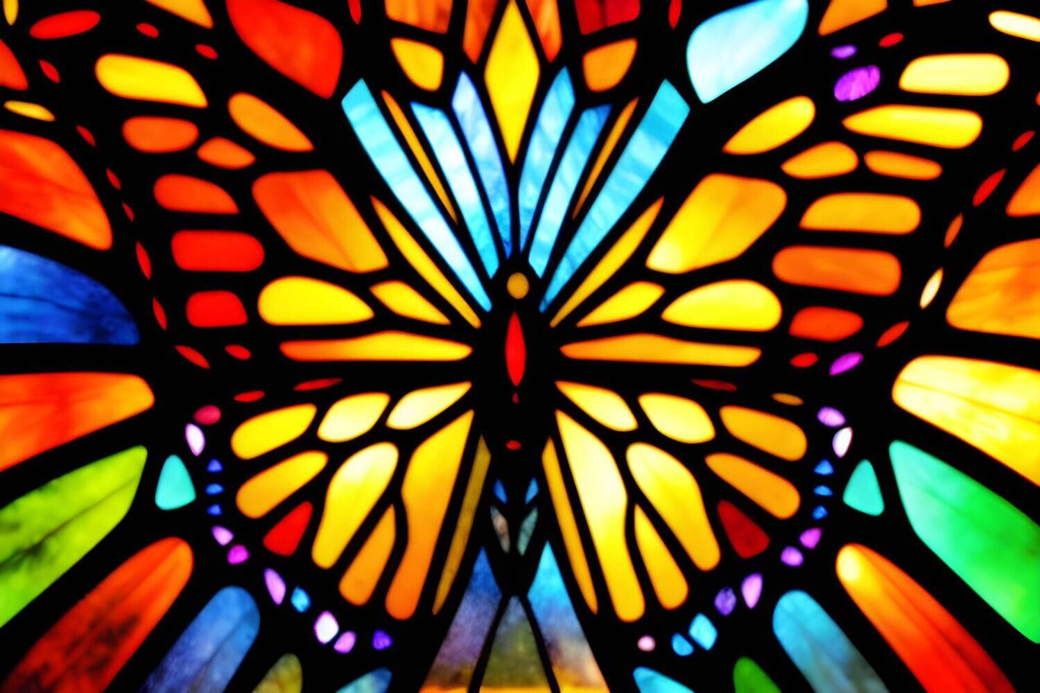 Stained Glass Butterfly 763 - 30 x 40cm Full Drill (Square) with AB drills - POURED GLUE - Diamond Painting Kit