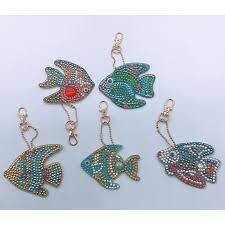Keychains - FISH - Set of 5  - Diamond Painting Kit  YSK15