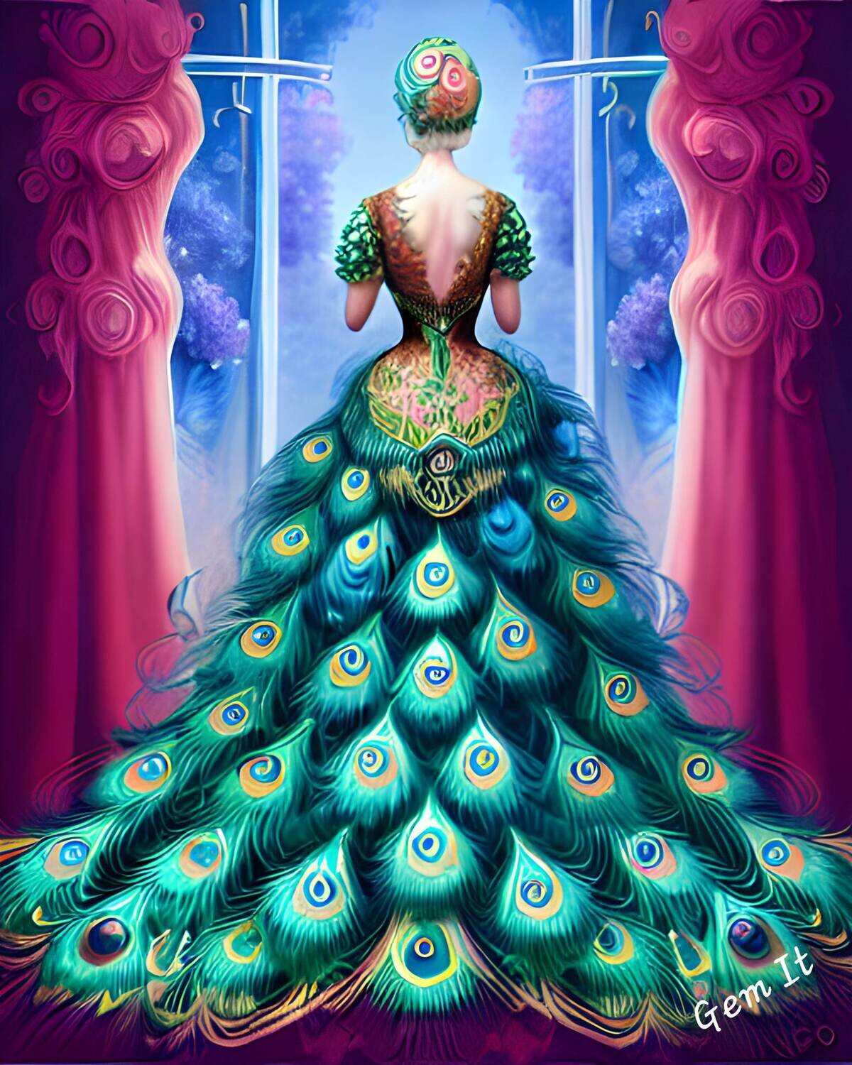 Peacock Dress 586 - Specially ordered for you. Delivery is approximately 4 - 6 weeks.