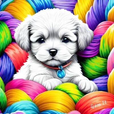 Puppy in Yarn 714 - Full Drill Diamond Painting - Specially ordered for you. Delivery is approximately 4 - 6 weeks.