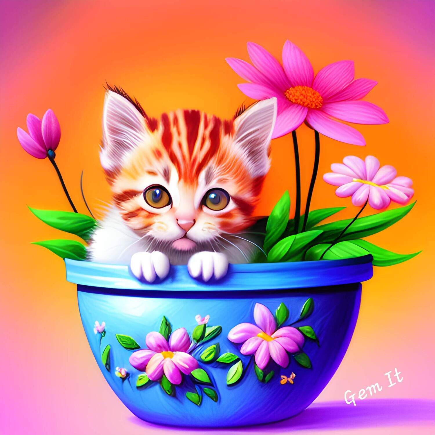 Potted Kitten 696 - Full Drill Diamond Painting - Specially ordered for you. Delivery is approximately 4 - 6 weeks.