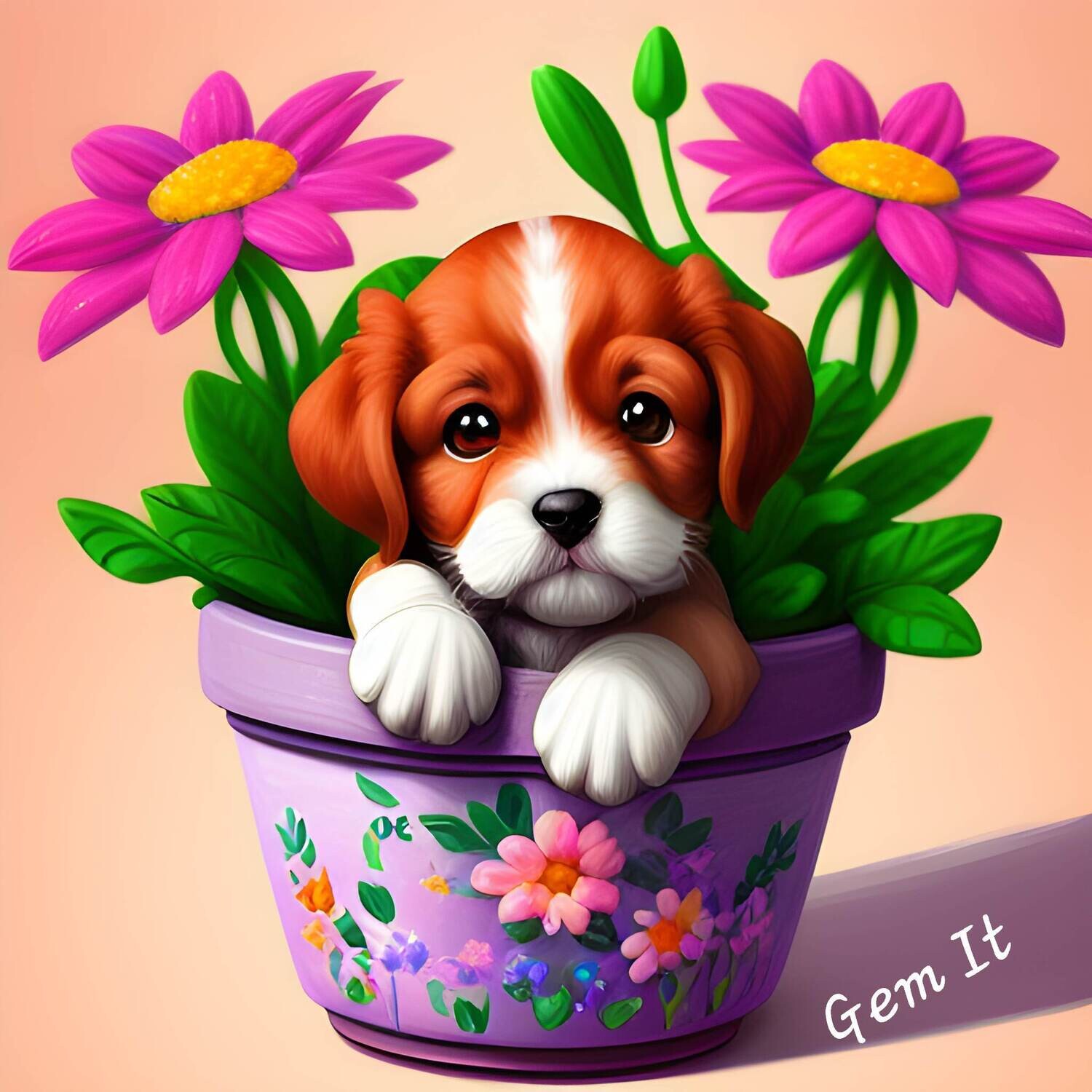 Potted Puppy 695 - Full Drill Diamond Painting - Specially ordered for you. Delivery is approximately 4 - 6 weeks.