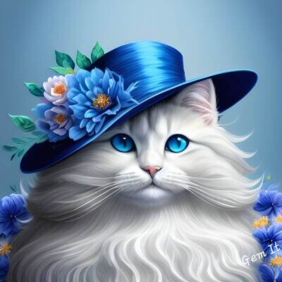 Posh Cat Blue 766 - Full Drill Diamond Painting - Specially ordered for you. Delivery is approximately 4 - 6 weeks.
