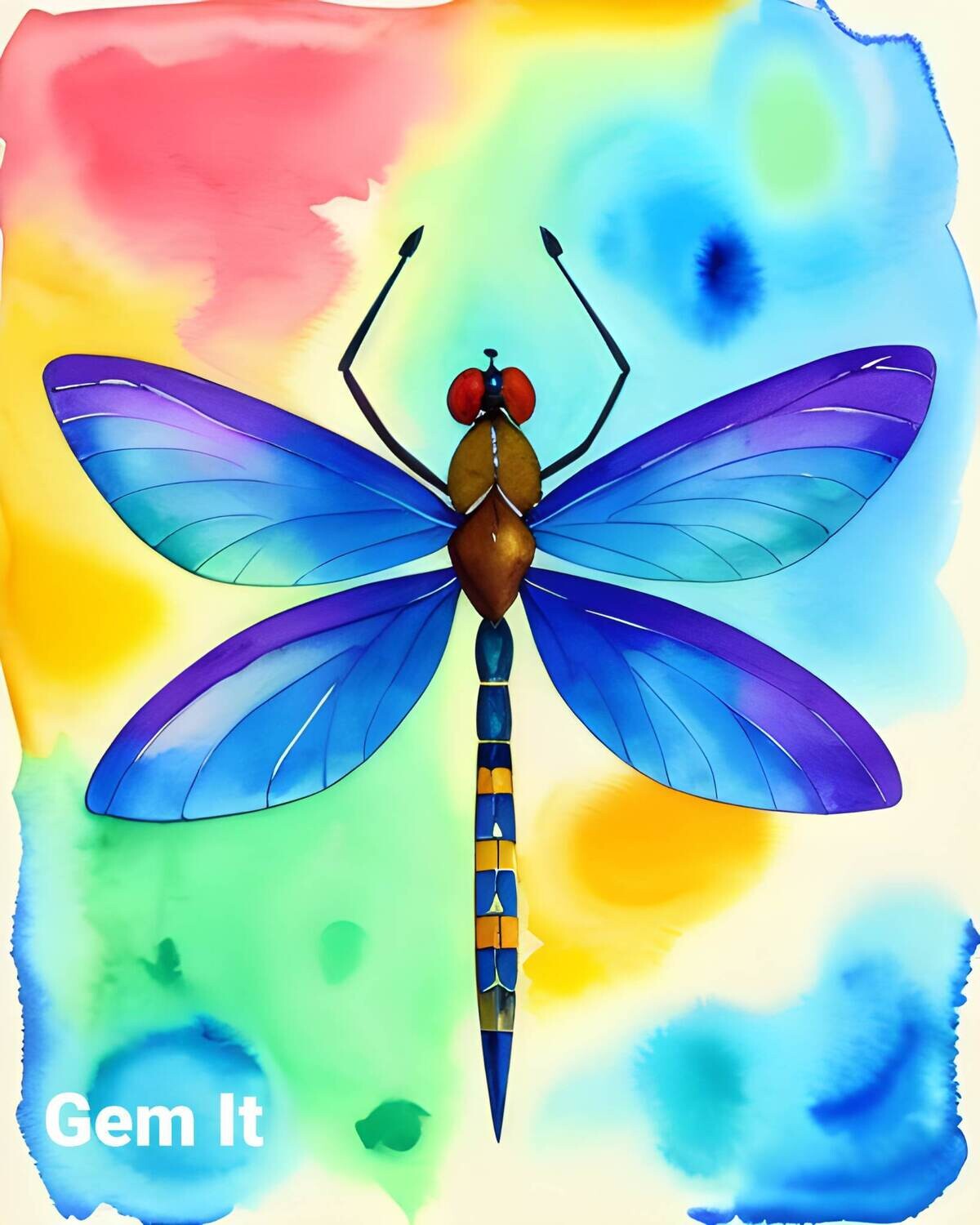 Dragonfly Watercolour 1 - Specially ordered for you. Delivery is approximately 4 - 6 weeks.
