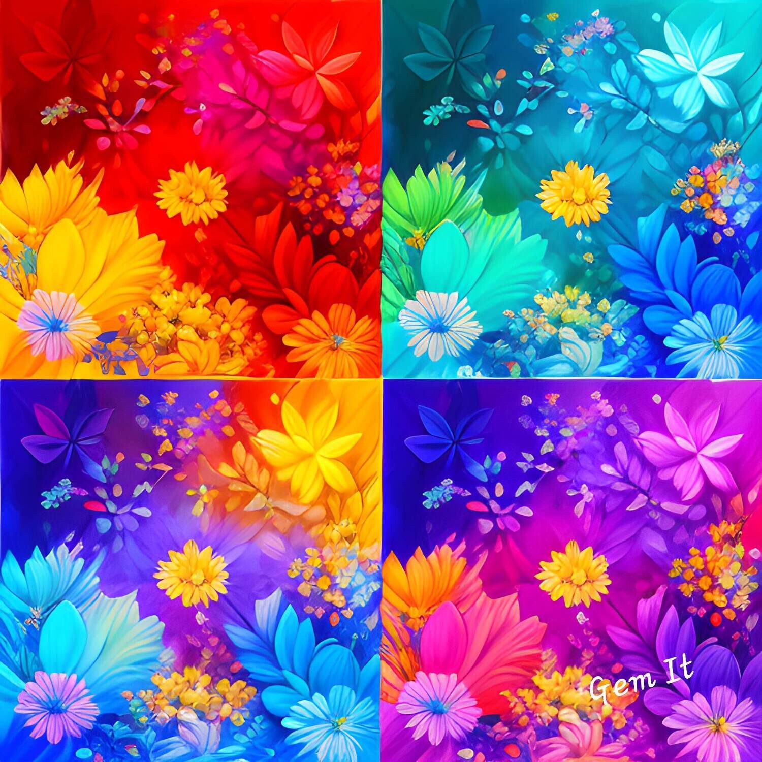4 Square Flowers 827 - Full Drill Diamond Painting - Specially ordered for you. Delivery is approximately 4 - 6 weeks.