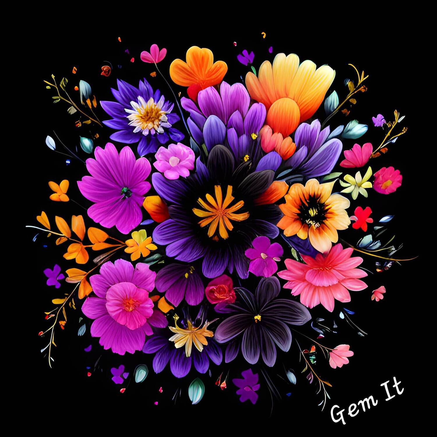 Flowers on Black 803 - Full Drill Diamond Painting - Specially ordered for you. Delivery is approximately 4 - 6 weeks.