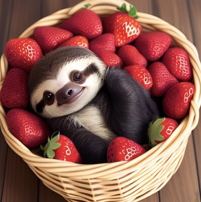 Baby Sloth with Strawberries - Full Drill AB Kit, Round
40 x 40cm - Currently in stock