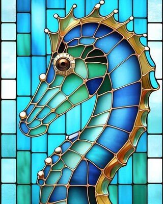 Stained Glass Seahorse - Specially ordered for you. Delivery is approximately 4 - 6 weeks.