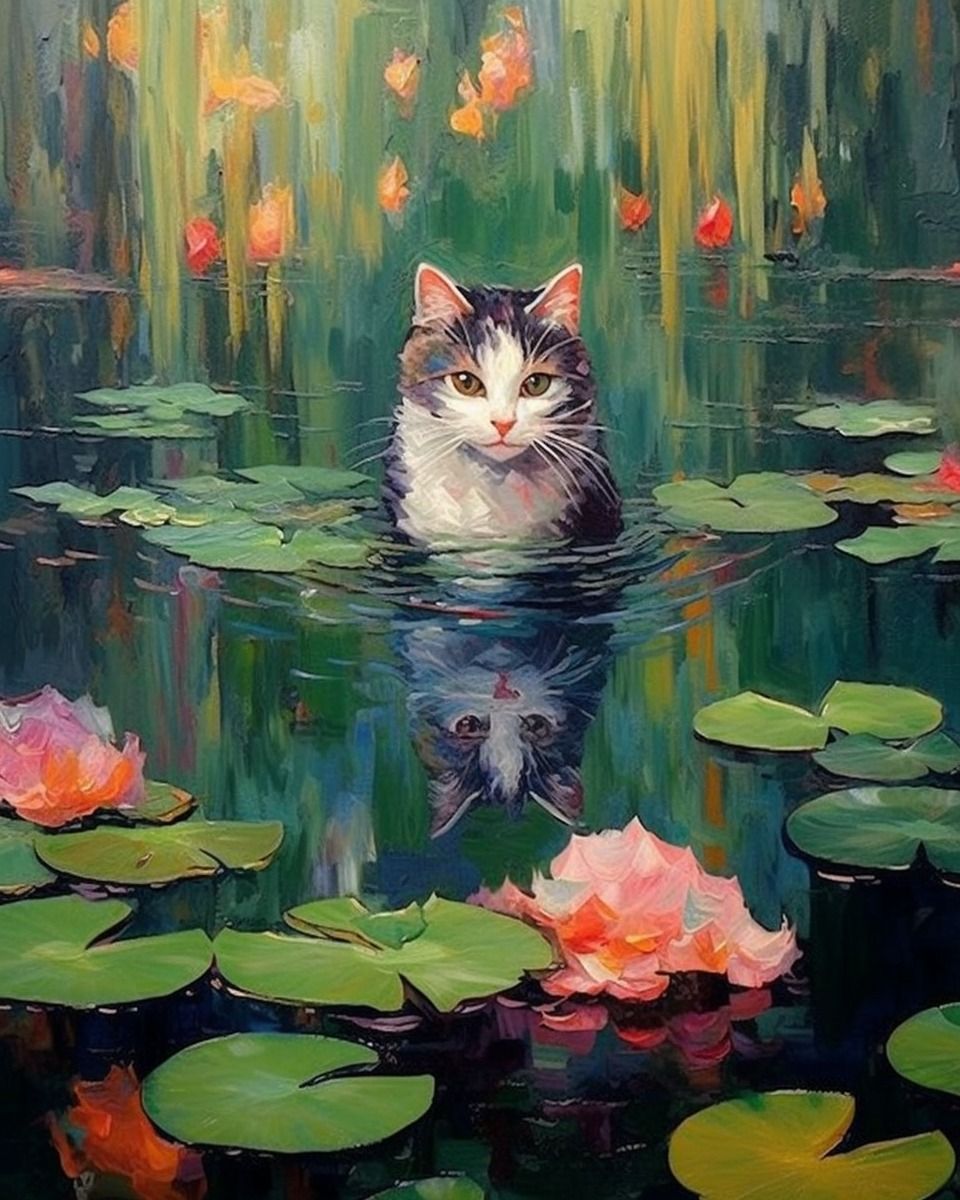 Cat in a Pond J050 - Specially ordered for you. Delivery is approximately 4 - 6 weeks.