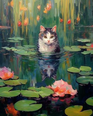 Cat in a Pond J050 - Specially ordered for you. Delivery is approximately 4 - 6 weeks.