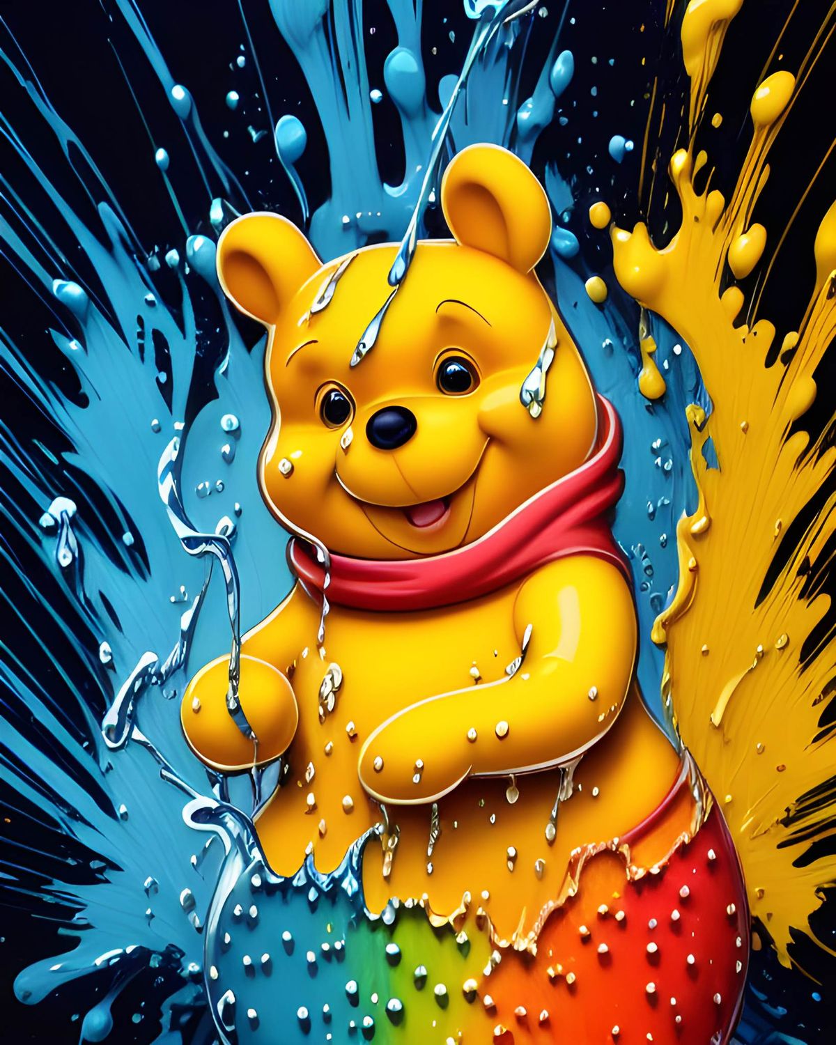 Paint Splash Pooh Bear 1007 - Specially ordered for you. Delivery is approximately 4 - 6 weeks.