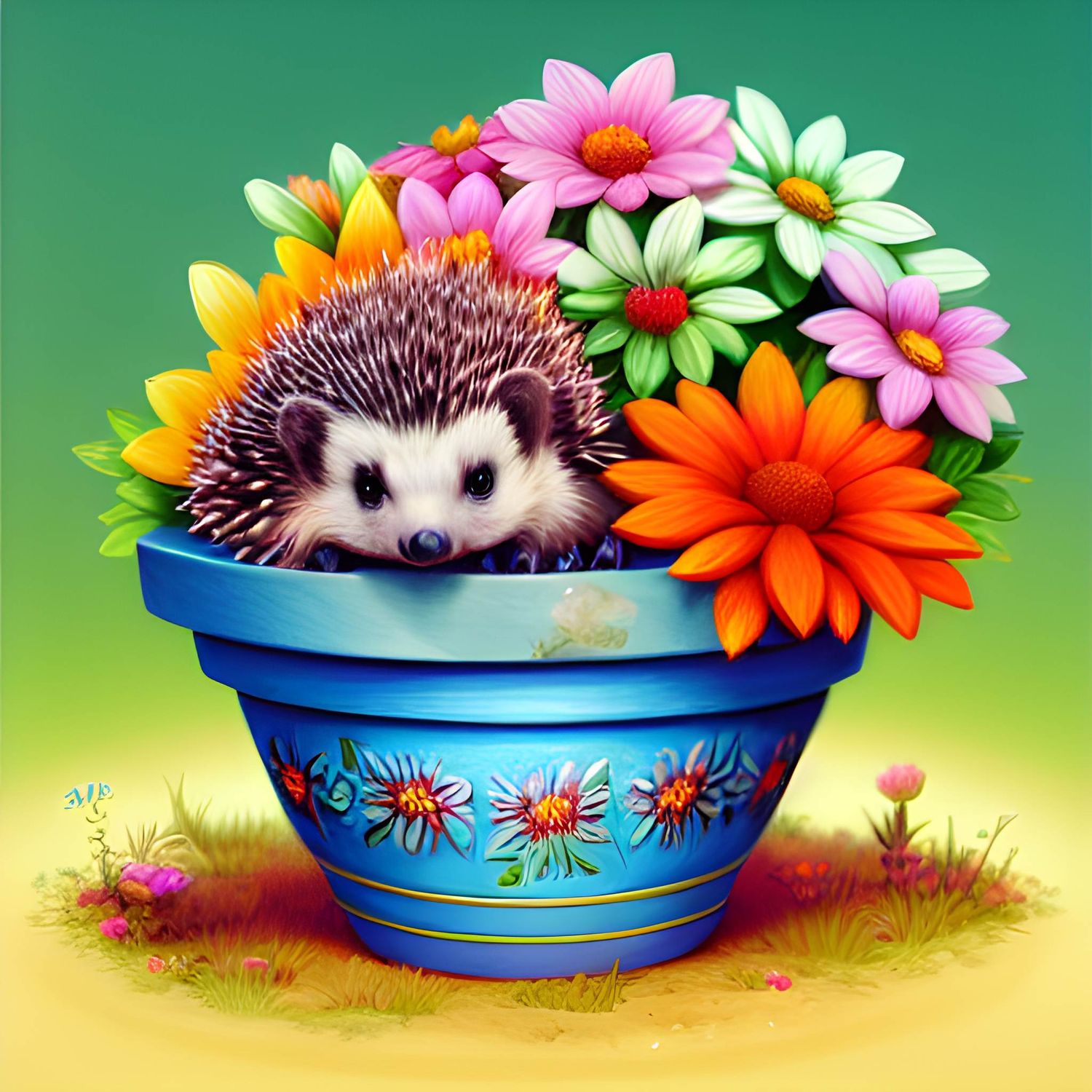 Potted Hedgehog 690 - Full Drill Diamond Painting - Specially ordered for you. Delivery is approximately 4 - 6 weeks.