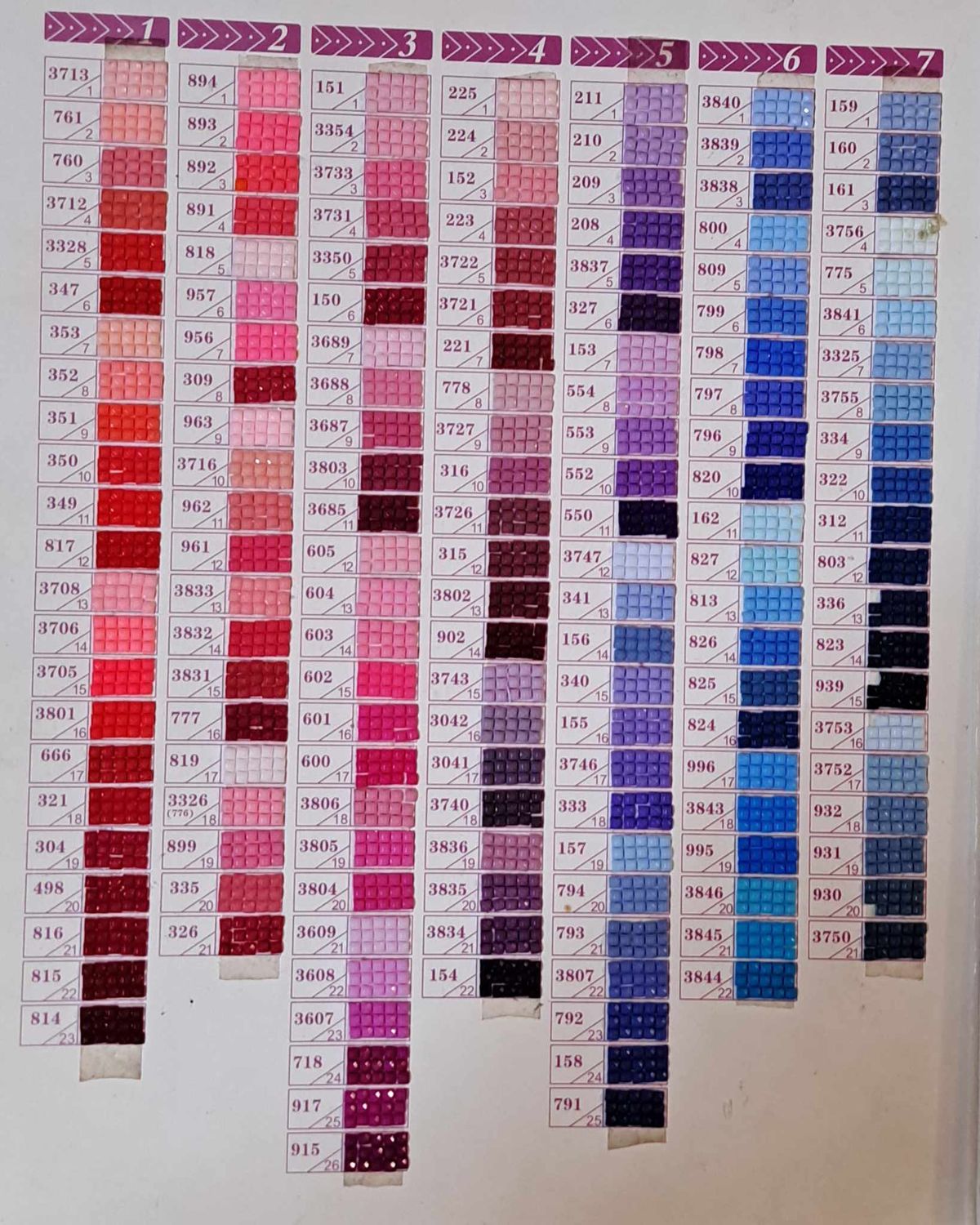 #800 up to #899 Resin Drills - 5 grams in a resealable bag - DMC colour numbers #800 up to #899
