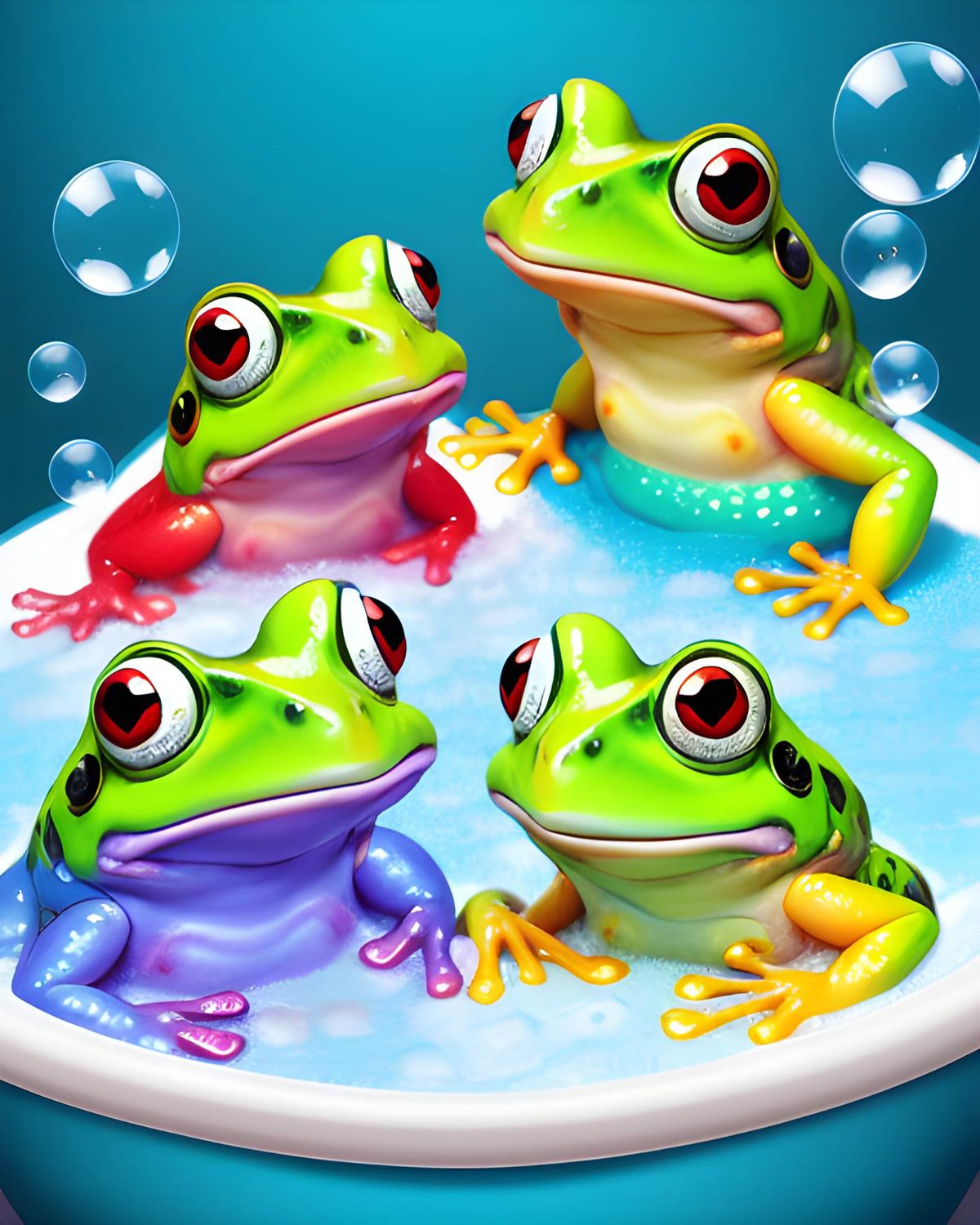 Colourful Frogs in a Tub 1 - Specially ordered for you. Delivery is approximately 4 - 6 weeks.