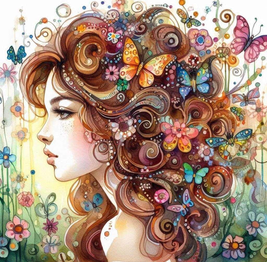 Butterfly Hair by Carol Hart - Full Drill Diamond Painting - Specially ordered for you. Delivery is approximately 4 - 6 weeks.