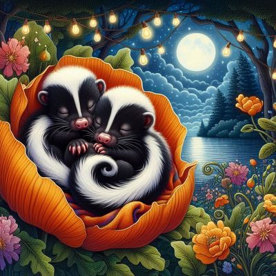 Cuddle Buddies Skunks By Angela Wanner - Full Drill Diamond Painting - Specially ordered for you. Delivery is approximately 4 - 6 weeks.