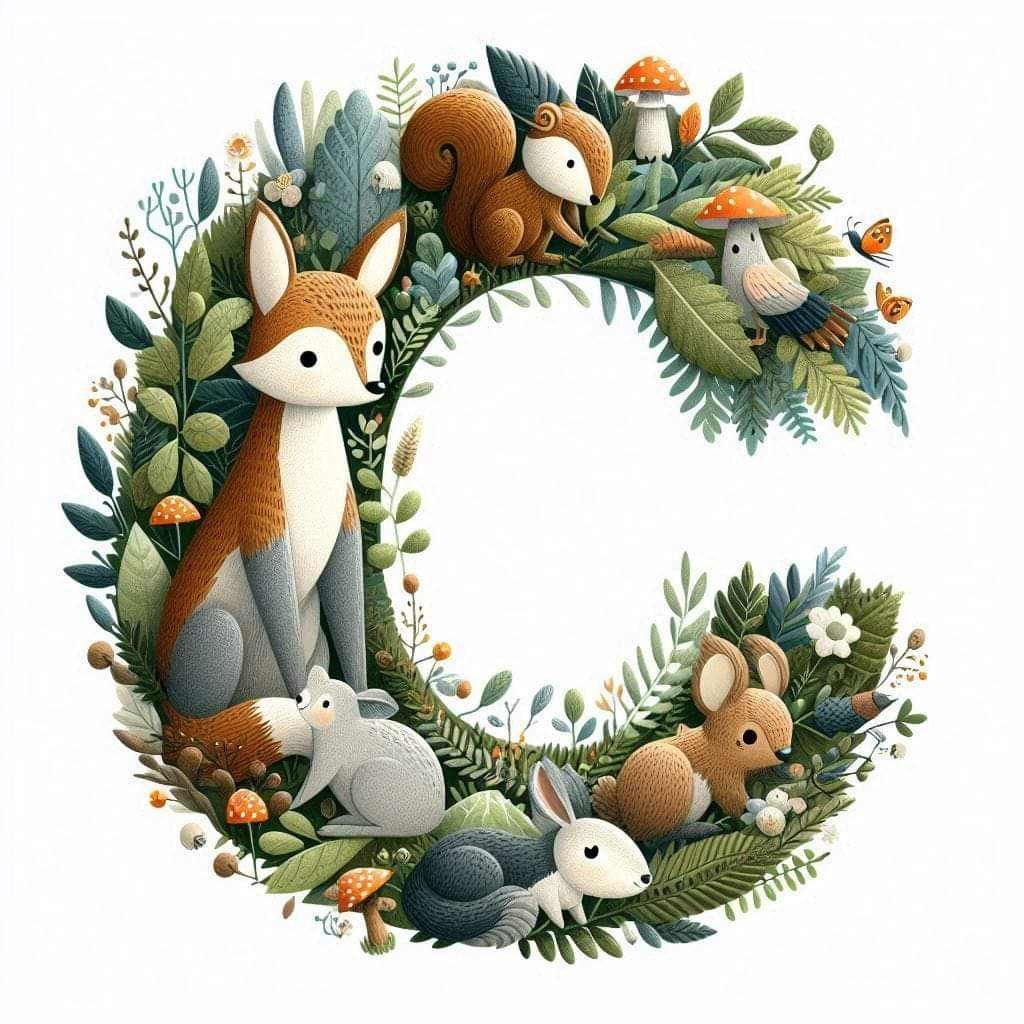 Woodland Animals Letter C by Kim Lester - Full Drill Diamond Painting - Specially ordered for you. Delivery is approximately 4 - 6 weeks.