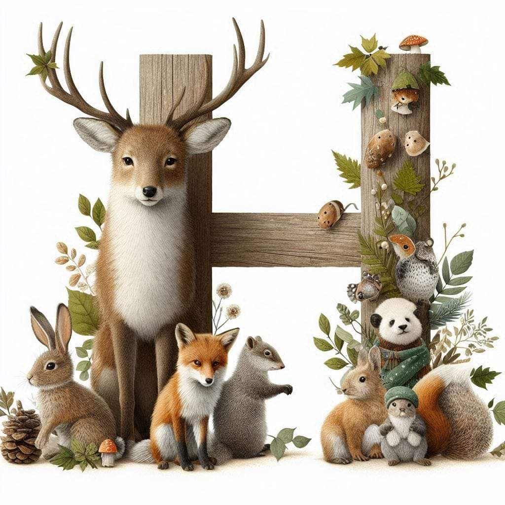 Woodland Animals Letter H by Kim Lester - Full Drill Diamond Painting - Specially ordered for you. Delivery is approximately 4 - 6 weeks.
