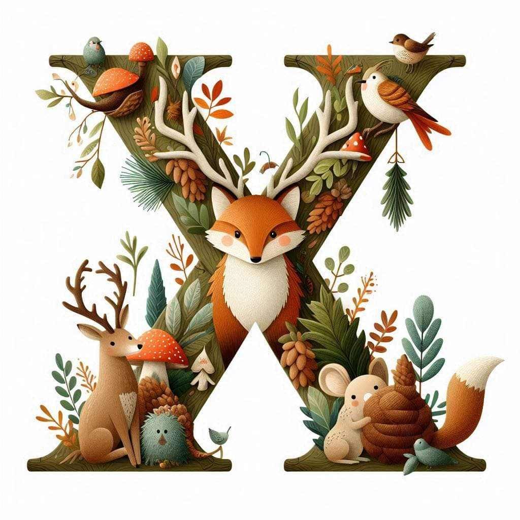 Woodland Animals Letter X by Kim Lester - Full Drill Diamond Painting - Specially ordered for you. Delivery is approximately 4 - 6 weeks.