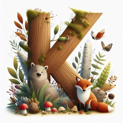 Woodland Animals Letter K by Kim Lester - Full Drill Diamond Painting - Specially ordered for you. Delivery is approximately 4 - 6 weeks.