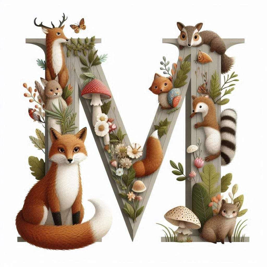 Woodland Animals Letter M by Kim Lester - Full Drill Diamond Painting - Specially ordered for you. Delivery is approximately 4 - 6 weeks.