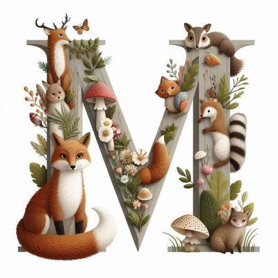 Woodland Animals Letter M by Kim Lester - Full Drill Diamond Painting - Specially ordered for you. Delivery is approximately 4 - 6 weeks.