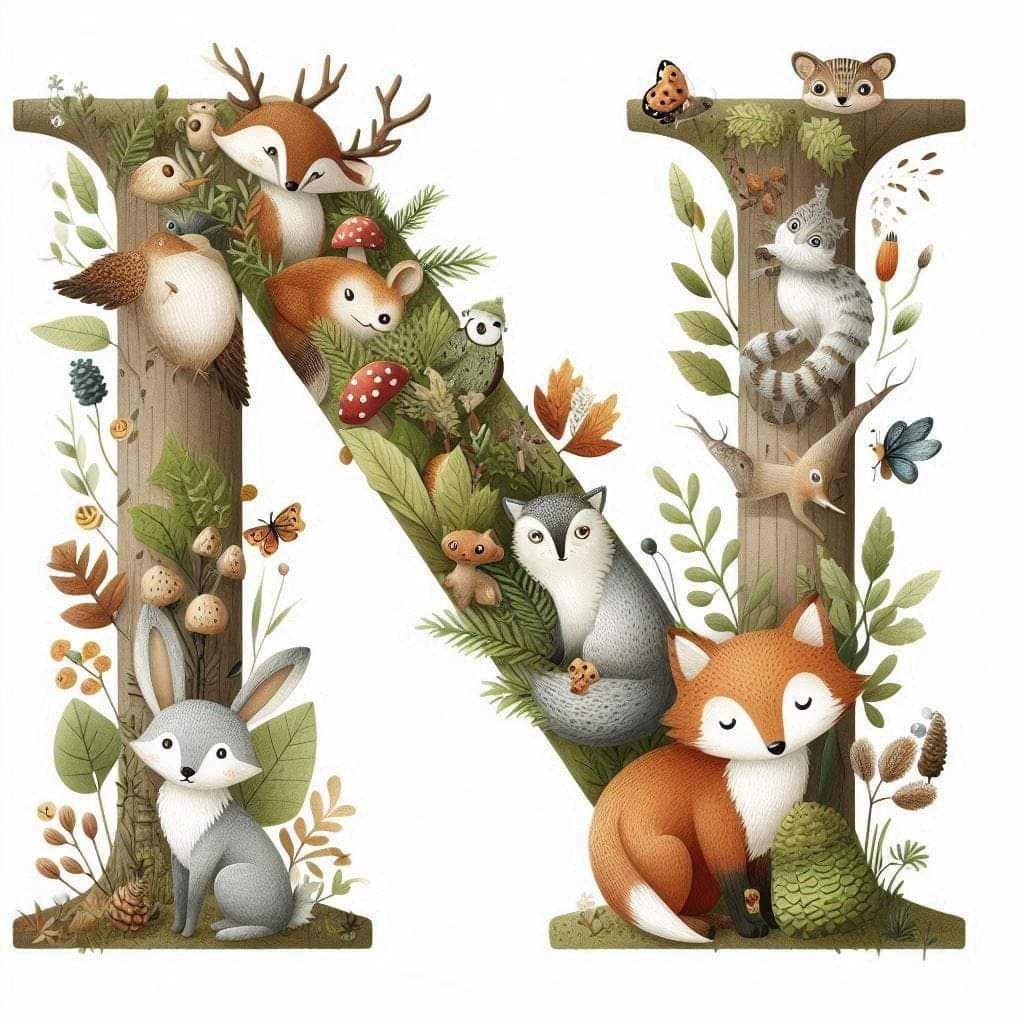 Woodland Animals Letter N by Kim Lester - Full Drill Diamond Painting - Specially ordered for you. Delivery is approximately 4 - 6 weeks.