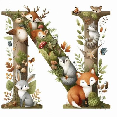Woodland Animals Letter N by Kim Lester - Full Drill Diamond Painting - Specially ordered for you. Delivery is approximately 4 - 6 weeks.