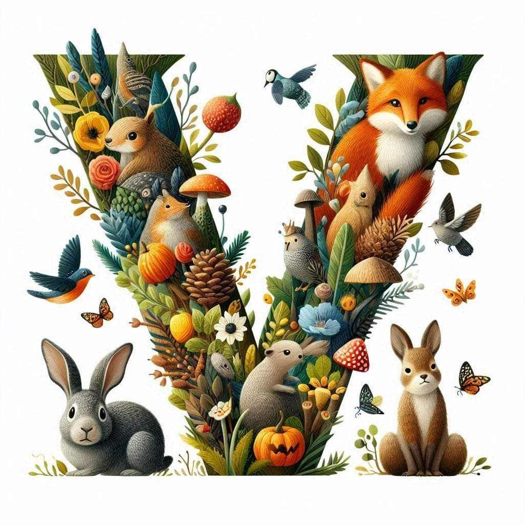Woodland Animals Letter V by Kim Lester - Full Drill Diamond Painting - Specially ordered for you. Delivery is approximately 4 - 6 weeks.