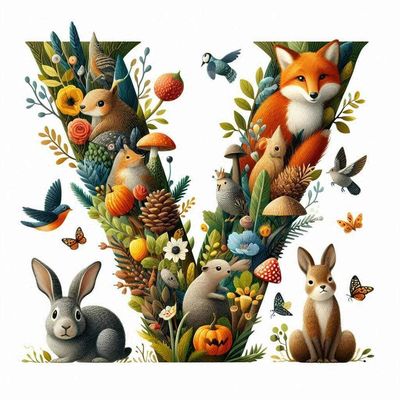 Woodland Animals Letter V by Kim Lester - Full Drill Diamond Painting - Specially ordered for you. Delivery is approximately 4 - 6 weeks.