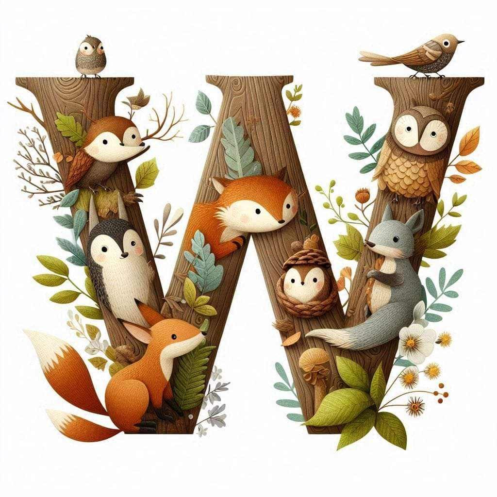 Woodland Animals Letter W by Kim Lester - Full Drill Diamond Painting - Specially ordered for you. Delivery is approximately 4 - 6 weeks.