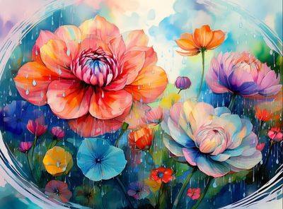 Watercolour flowers C - Specially ordered for you. Delivery is approximately 4 - 6 weeks.