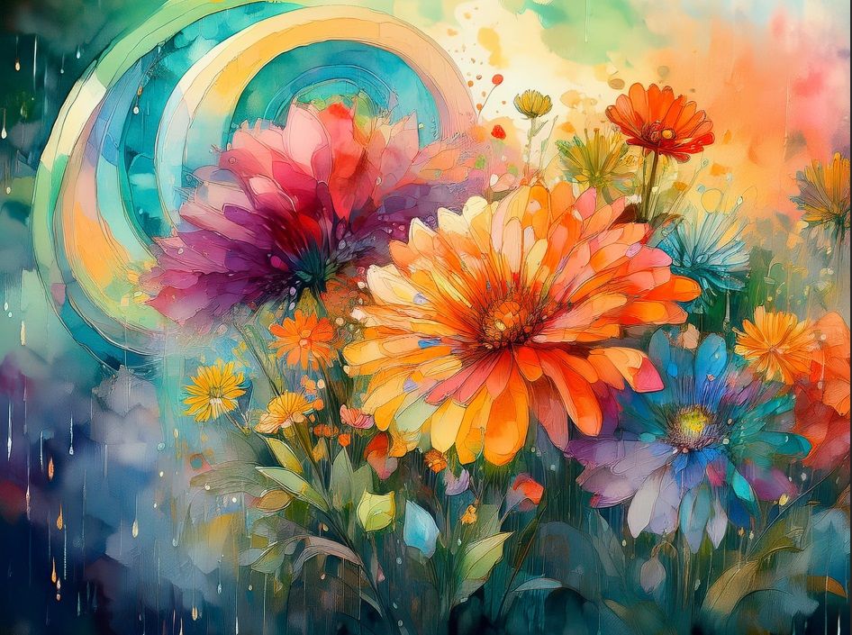 Watercolour flowers A - Specially ordered for you. Delivery is approximately 4 - 6 weeks.
